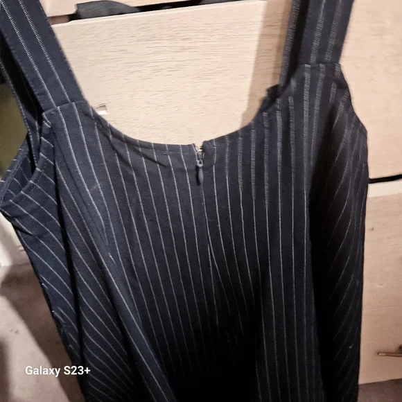 Navy Pinstripe Suspender Skirt Size M - Picture 5 of 8